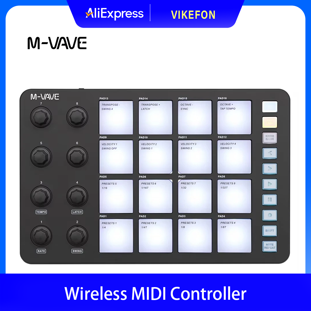 Midi Controller Pad - M-VAVE SMC-PAD Wireless MIDI Controller Suitable