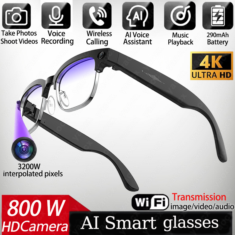 Audio Music Recording - 4K Smart AI Glasses 8MP Camera