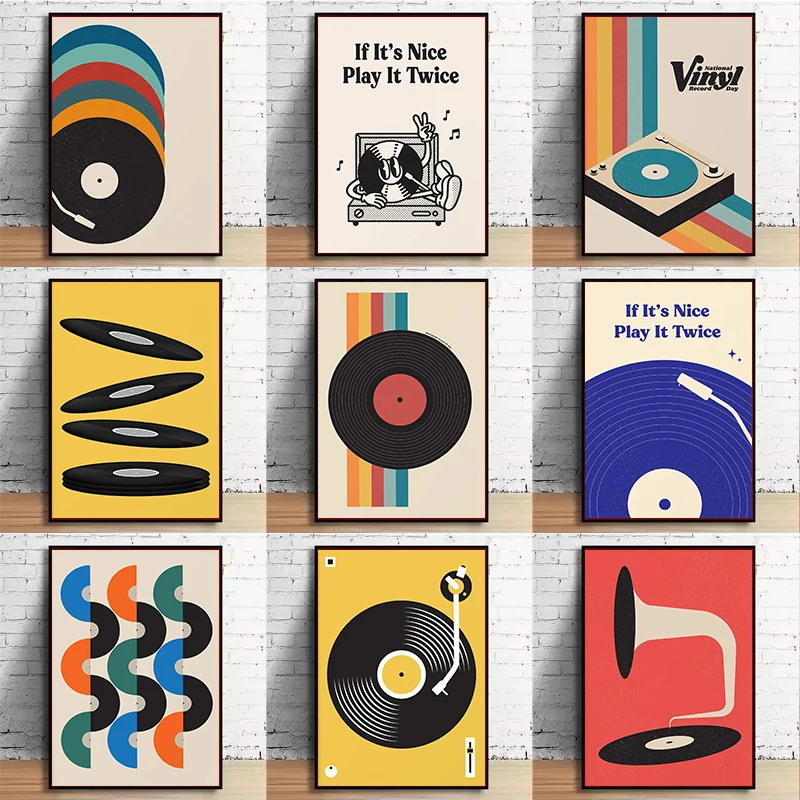 Audio Music Recording - Mid Century Vinyl Record Canvas Wall