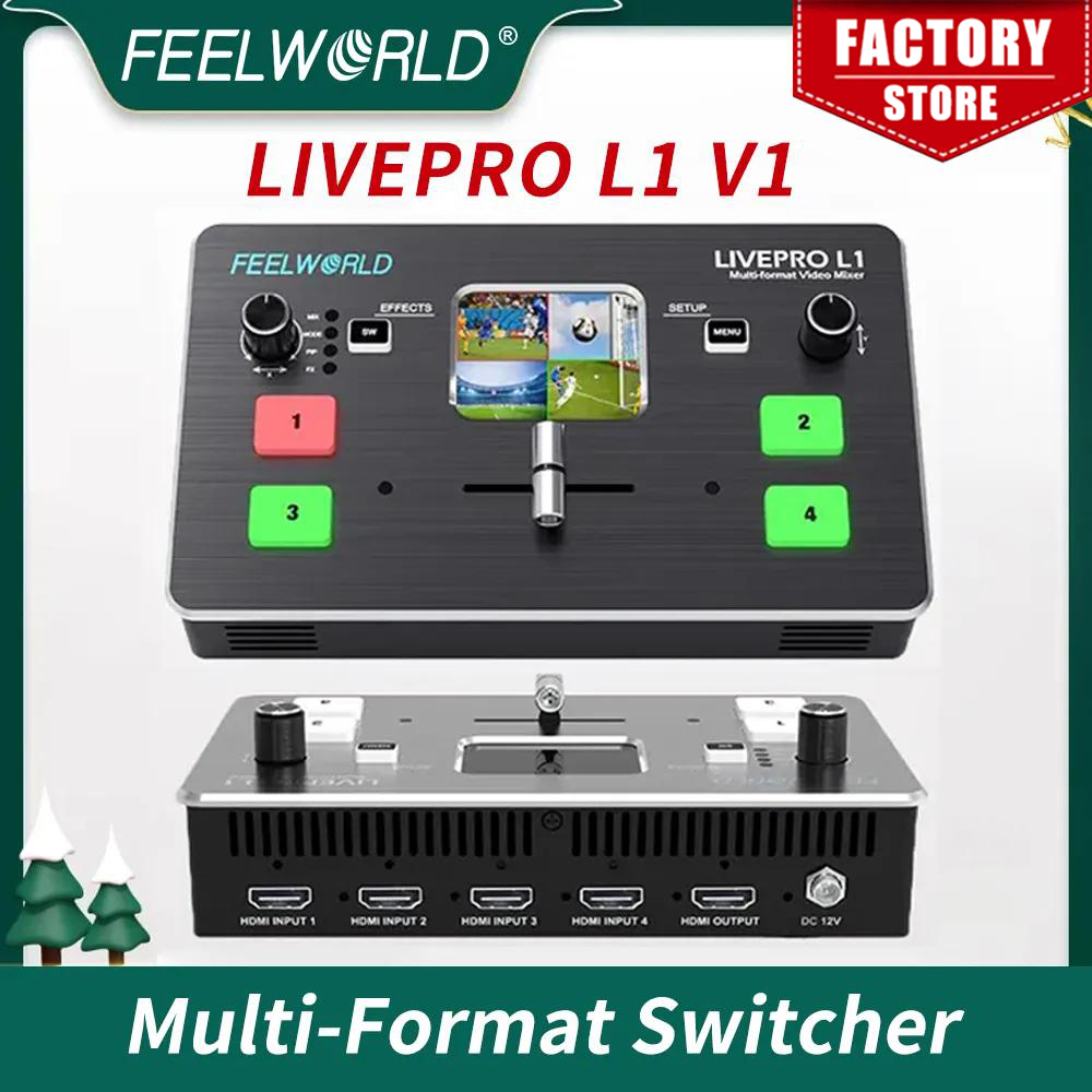 Audio Mixer 4 Channel - FEELWORLD LIVEPRO L1 4xHDMI Inputs Camera