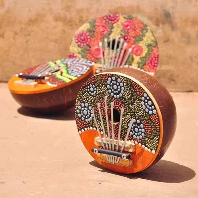 Kalimba Thumb Piano - Coconut Shell Kalimba 7 Tone Carving