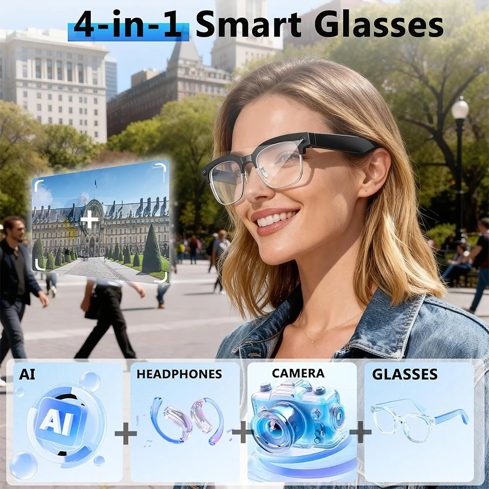 4K Smart AI Glasses 8MP Camera - Audio Music Recording review and price