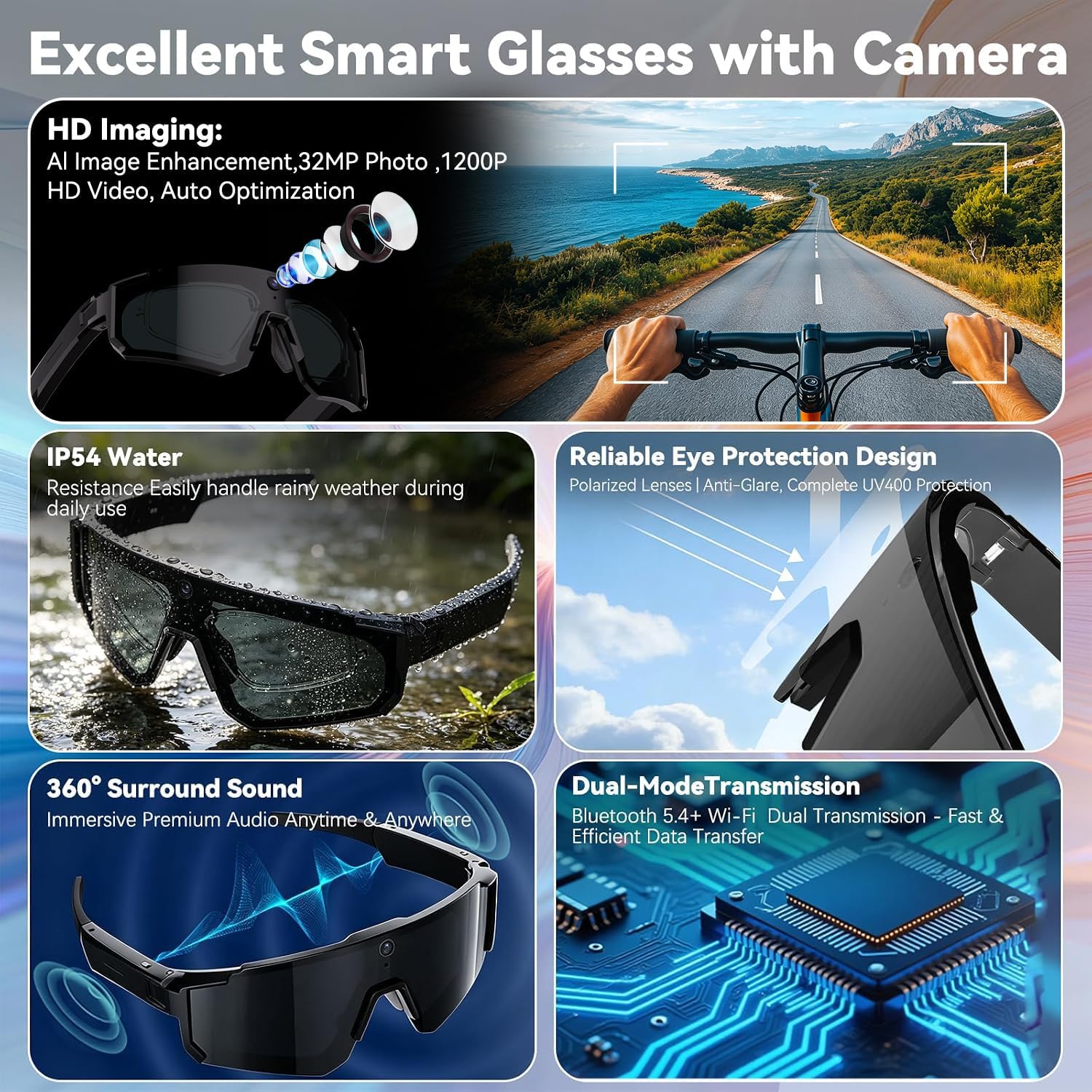 New AI Smart Glasses With Came - Audio Music Recording review and price
