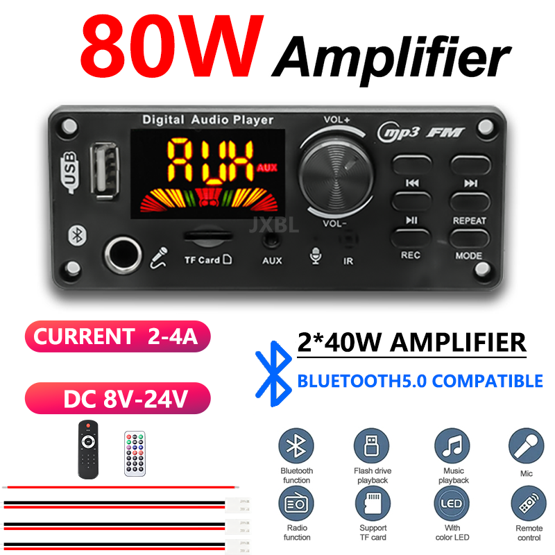 80W Bluetooth 5.0 MP3 Decoder  - Audio Music Player review and price