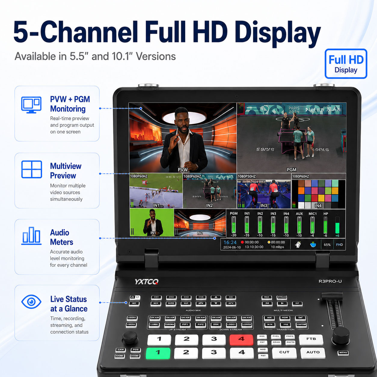 YXTCQ R3PRO-U 4K Live Video Sw - Audio Mixer 4 Channel review and price
